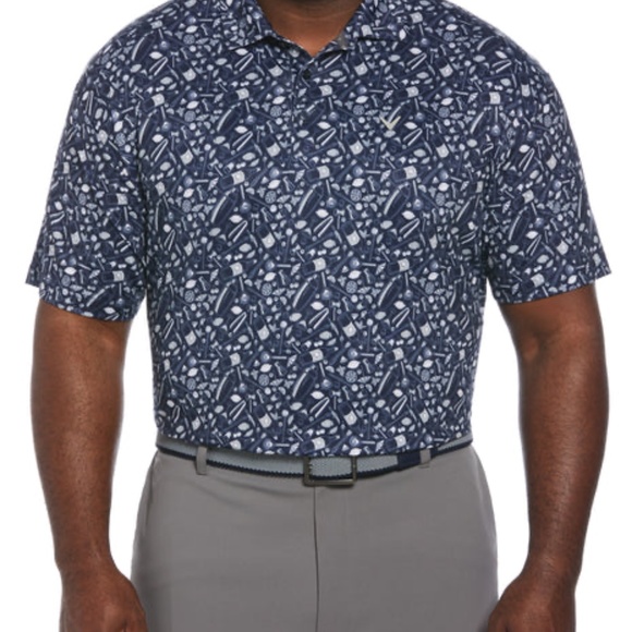 NWT - Callaway Men's All Over Tropical Print Polo Shirt - Picture 3 of 6